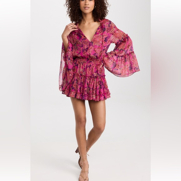MISA Leeva Mini Dress in Fuchsia Batik New With Tags. - Picture 4 of 11
